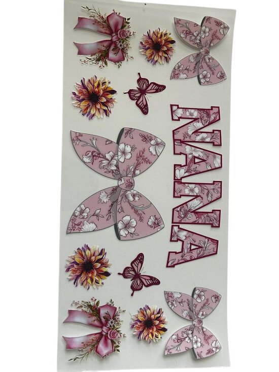 CK Sparkle Other - Floral Nana Cup Wrap | Pink Bow Tumbler Wrap | Coquette Nana Design | Cup Add On